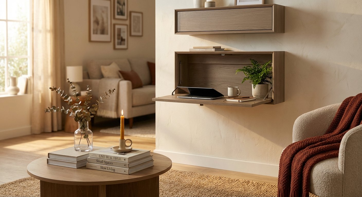 12. Wall-Mounted Drop-Down Desks