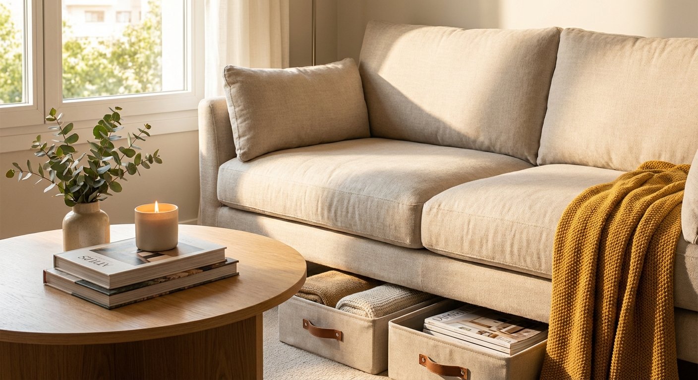 4. Under-Sofa Storage Bins That Slide