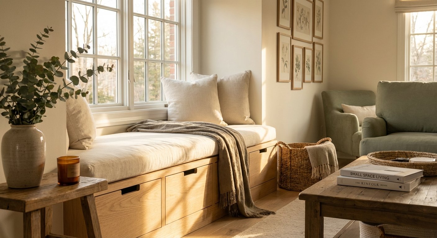 9. Window Seat Storage (DIY Style)