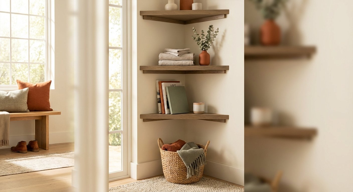 14. Maximize Corner Space with Triangle Shelving