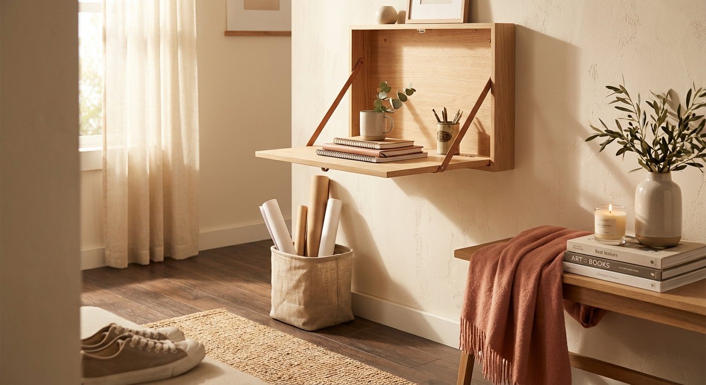 15. Install a Fold-Down Wall Desk for Paperwork