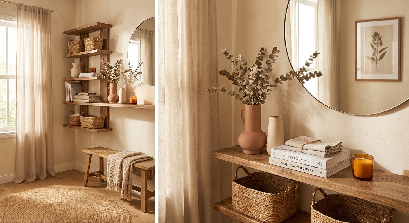 2. Install Floating Shelves for Vertical Storage Magic