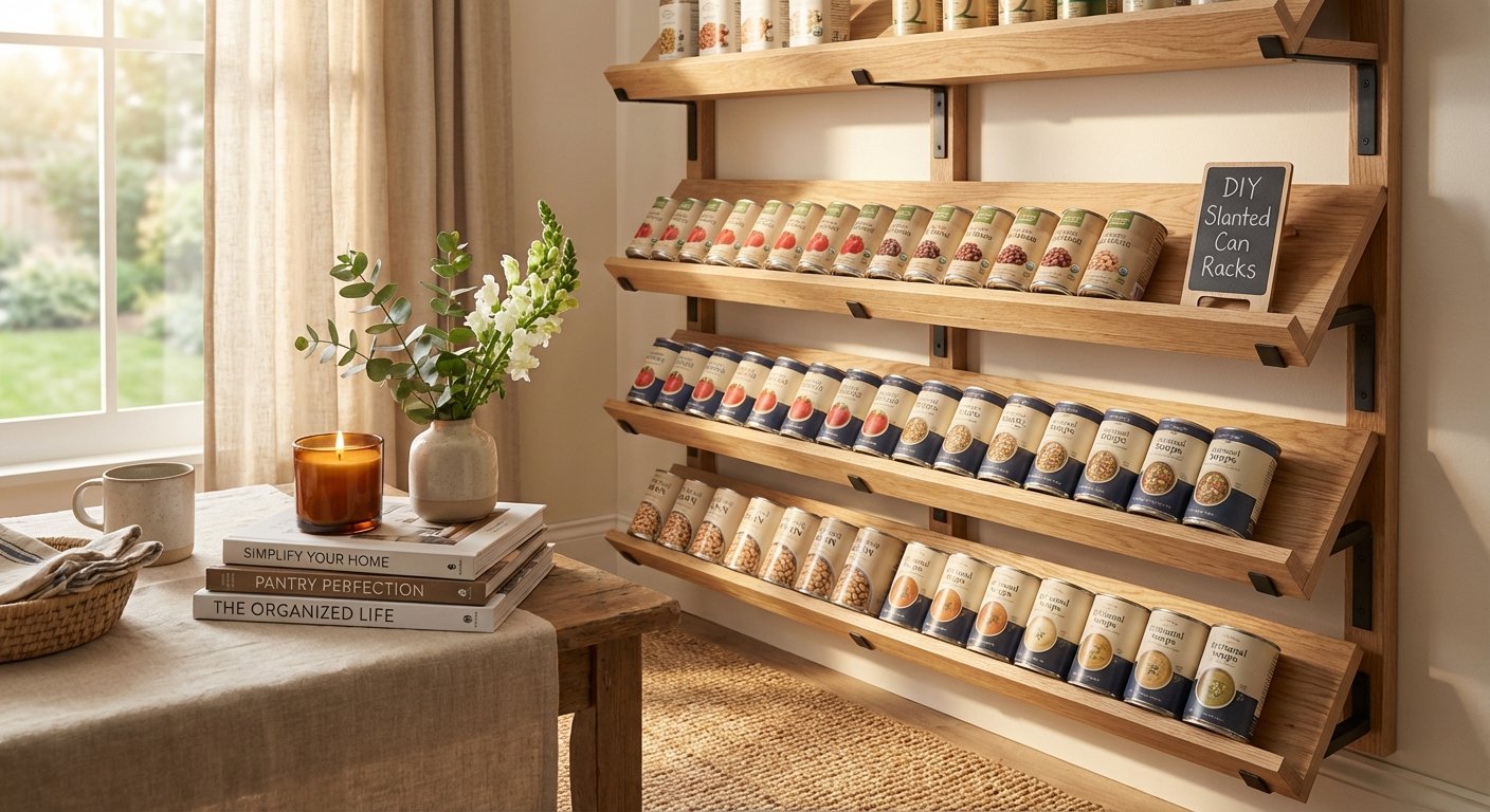 9. Build Can Storage with Slanted Shelves