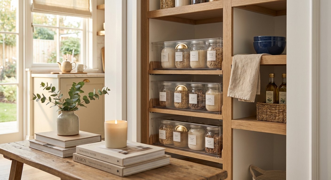 12. Design Pull-Out Drawers with Plastic Containers and Handles