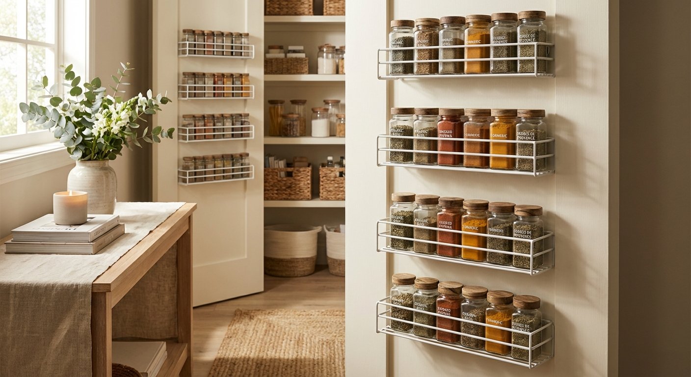 6. Install Door-Mounted Spice Racks with Narrow Shelves