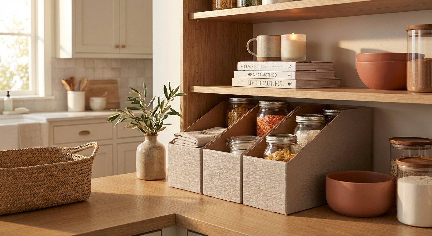 7. Design Custom Dividers with Cardboard Boxes and Contact Paper